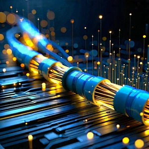 Close-up Of Fiber Optic Cables With Image, There