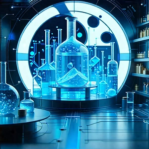 Tech Geometric Design: Futuristic Research Laboratory With Image, There