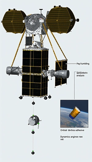 A Spacecraft Is Shown In A Diagram, With A Small Satellite Attached To The Side Of It