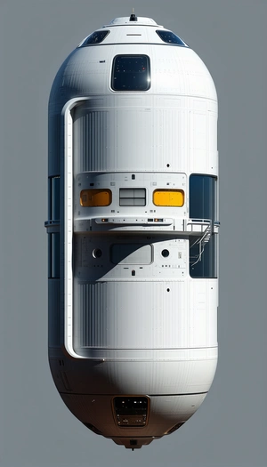 A Large White Space Shuttle Is Shown In A Close-up View