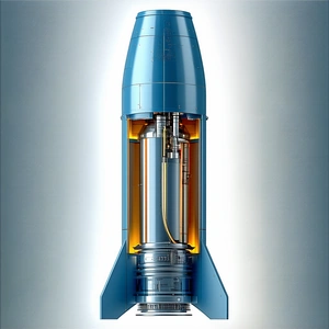 A Blue Rocket Is Shown In A Close-up View
