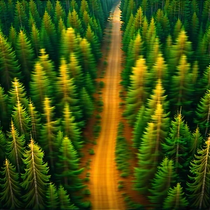 Nature Long Exposure Photography: Aerial View Of Forest Canopy With Long, Winding