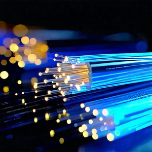 Close-up Of Fiber Optic Cables With Close-up Blue
