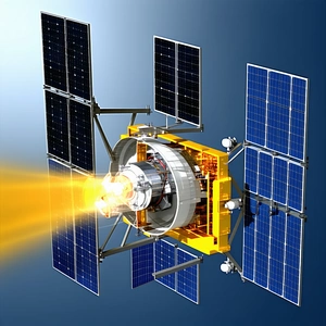 A Spacecraft With A Large Engine On The Bottom, Which Is Likely Used For Propulsion