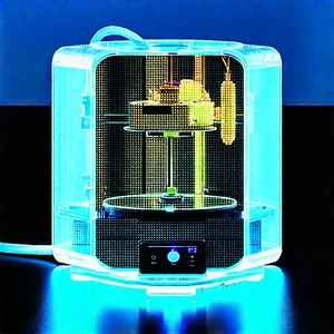3d Printer With Blue Light Glow With Blue White