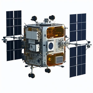 A Large Spacecraft Is Shown In A White Background