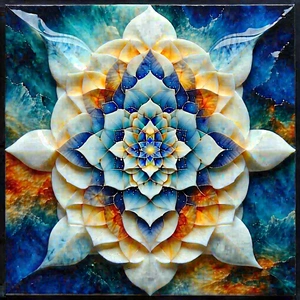 Abstract Encaustic Painting: Sacred geometry with diffuse lighting