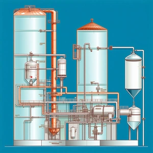 The Image Is A Blue And White Drawing Of A Large Industrial Plant