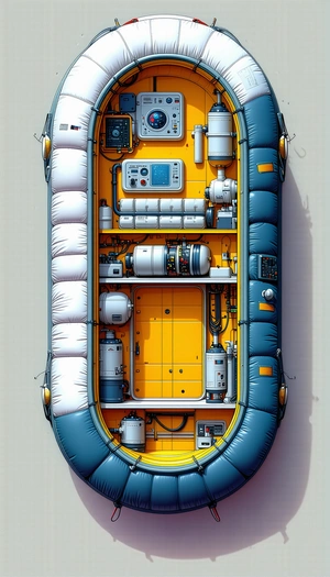 A Large Boat Is Shown In A Detailed Illustration, With Various Parts Labeled
