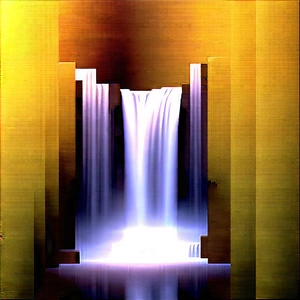 Nature Technical Illustration: Waterfall In Autumn Colors With Large Waterfall