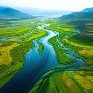 Nature Professional Photography: Aerial view of winding river