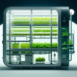 A Large, Futuristic-looking Greenhouse Filled With Various Plants