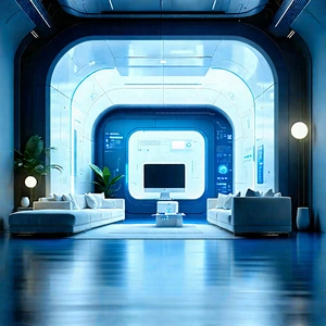 Tech Hdr Photography: Futuristic Tech Startup Office With Large, Open,
