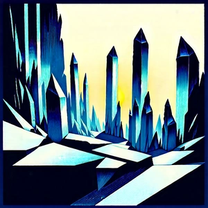 Abstract Linocut Print: Abstract interpretation of crystal growth