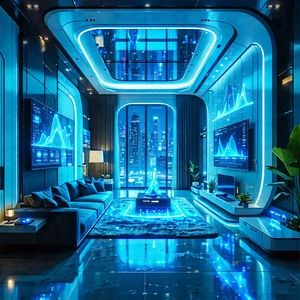 Tech Stock Photography: (futuristic:1.24) smart home