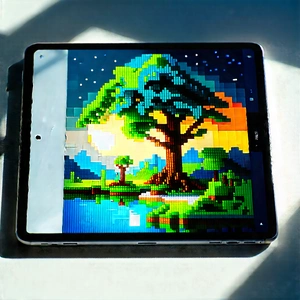Tablet With Digital Artwork With Laptop Computer