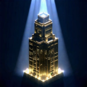 Urban Isometric Design: Skyscraper With Dramatic (lighting:1.39) With Large, Illuminated