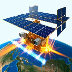 A Large Space Station With A Solar Panel Array On Its Side