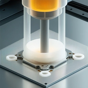 A White Plastic Object Is Sitting On A Gray Surface