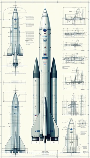 A Large Drawing Of A Rocket Ship Is Displayed On A Piece Of Paper