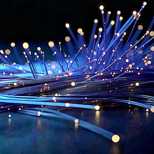 Close-up Of Fiber Optic Cables With Close-up Blue