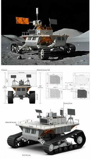 The Image Is A Diagram Of A Rover Vehicle, Likely A Mars Rover, With Various Parts Labeled