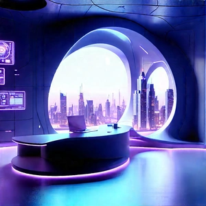 Futuristic Tech Startup Office With Image, There