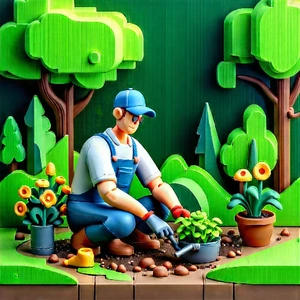 Lifestyle Isometric Design: Creative individual enjoying gardening