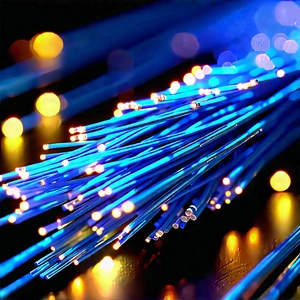 Close-up Of Fiber Optic Cables With Close-up Blue
