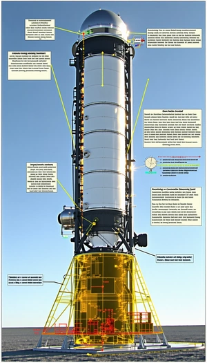 The Image Is A Diagram Of A Large White Structure, Possibly A Space Shuttle Or A Rocket