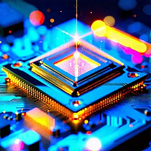 Microchip With Laser Scanning With Close-up Computer