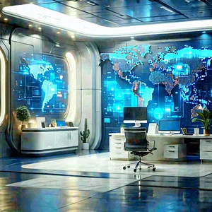 Futuristic Tech Startup Office With Image, There