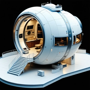 A Large, White, Round Structure That Resembles A Space Station Or A Giant Wheel