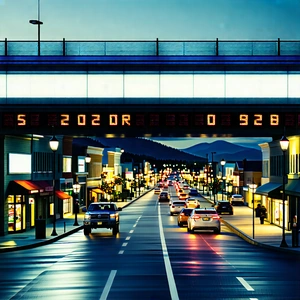 Urban Cinema 4d: Cityscape Of Small Town During Rush Hour With Black White