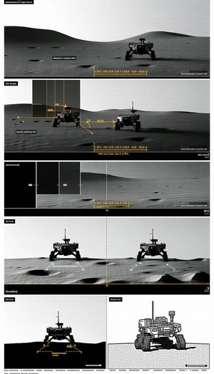 The Image Is A Split-screen Display Of Two Robotic Vehicles On A Sandy Surface