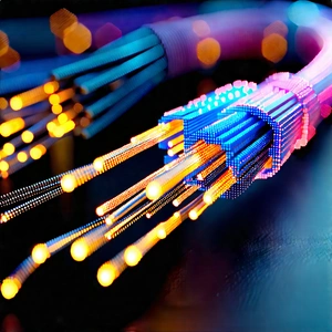 Close-up Of Fiber Optic Cables With Close-up Blue