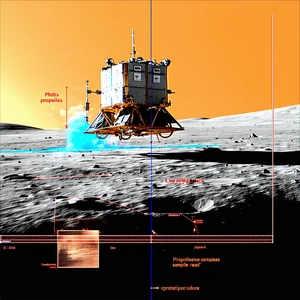 A Small Spacecraft On The Surface Of A Planet