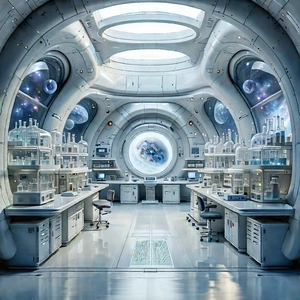 Futuristic Research Laboratory With Image, There