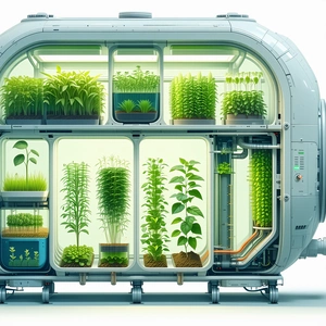 A Large, Futuristic-looking Greenhouse Filled With Various Plants