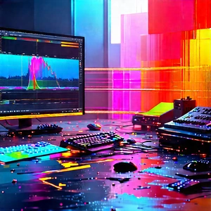 Entertainment Technology In Design Studio With Computer Desk