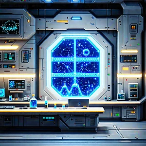 (futuristic:1.2) Research Laboratory With Image, There