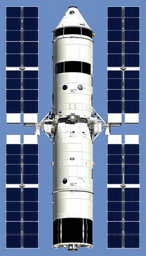 A Large Spacecraft With A White And Grey Color Scheme