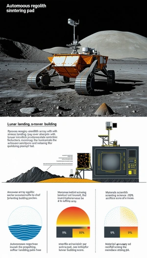 The Image Is A Poster That Showcases A Robotic Rover Vehicle On The Surface Of The Moon