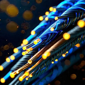Close-up Of Fiber Optic Cables With Close-up Bunch