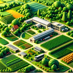 Agricultural Technology In Research Center With Cartoon-like Drawing