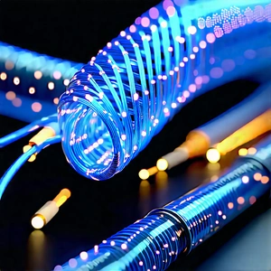 Close-up of fiber optic cables