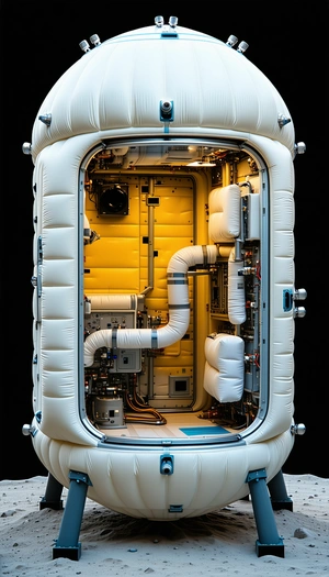 A White Space Shuttle With A Large White Tube Extending From The Side Of The Shuttle