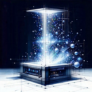 Quantum Computer With Digital Particles With Futuristic, Computer-generated