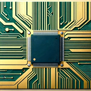 Tech Woodcut Print: Close-up of microprocessor