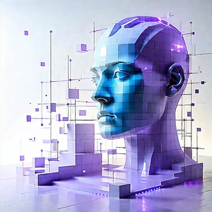 Tech Low Poly: (digital:1.28) transformation visualization